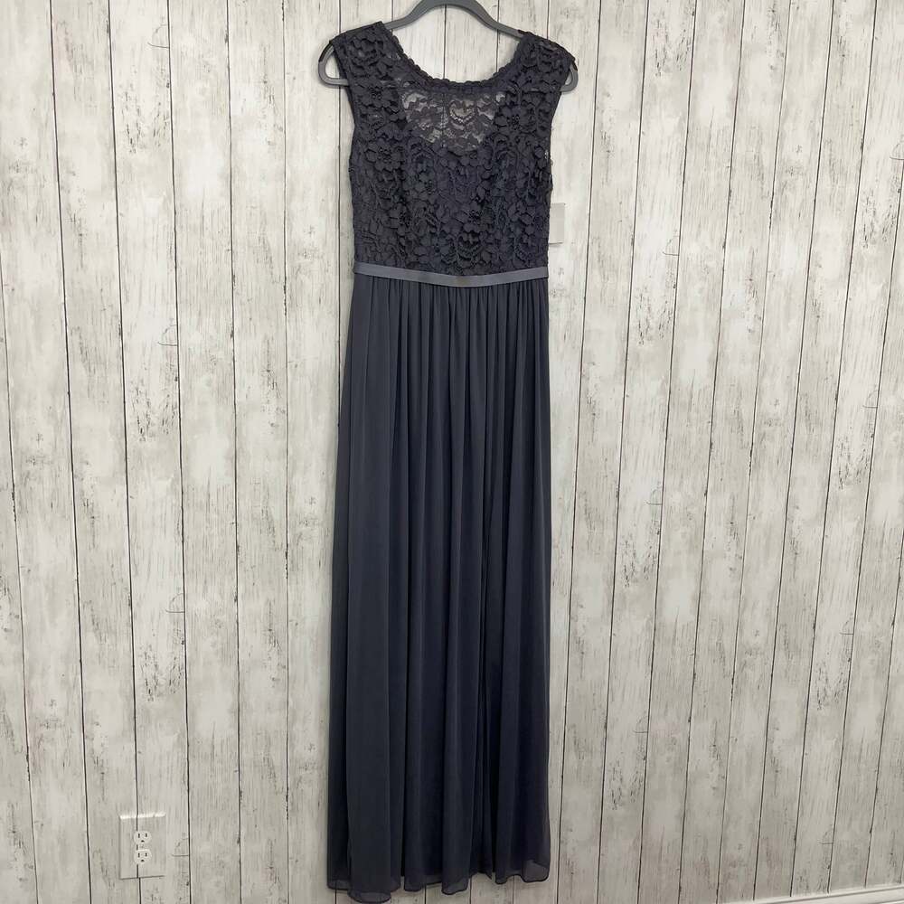 David's Bridal Size 6 Pewter Gray Lace Bodice Sleeveless Formal Maxi Dress NWT
